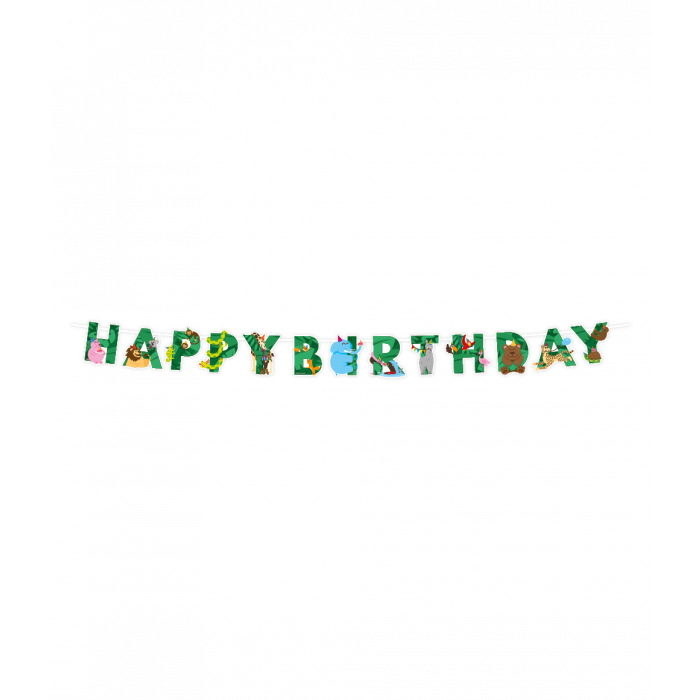 Letterslinger Happy Birthday Jungle Groen