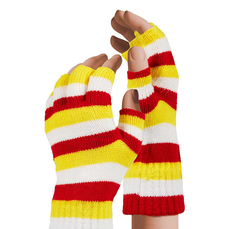 Party Vingerloze Handschoenen Rood / Wit & Geel (Oeteldonk) Kids