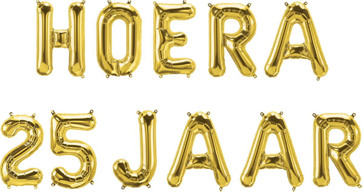 Hoera 25 jaar folieballonnen set goud