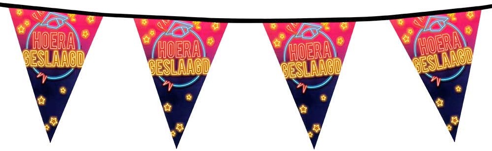 Vlaggenlijn Slinger Hoera Geslaagd Neon