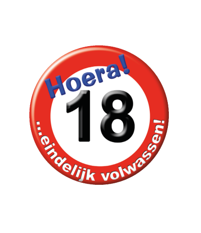 Button Verkeersbord 18 Jaar