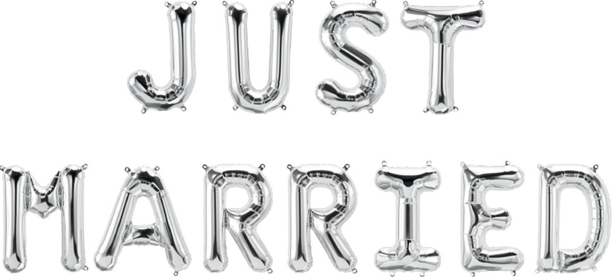 Just Married Folieballonnen set zilver 41cm