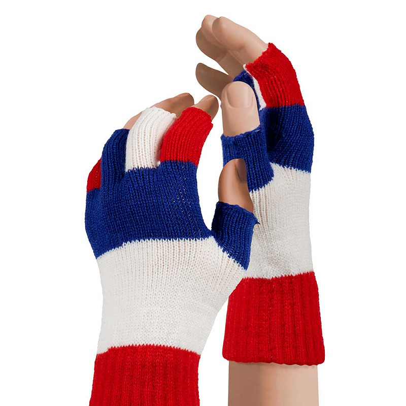 Party Vingerloze Handschoenen Rood / Wit & Blauw