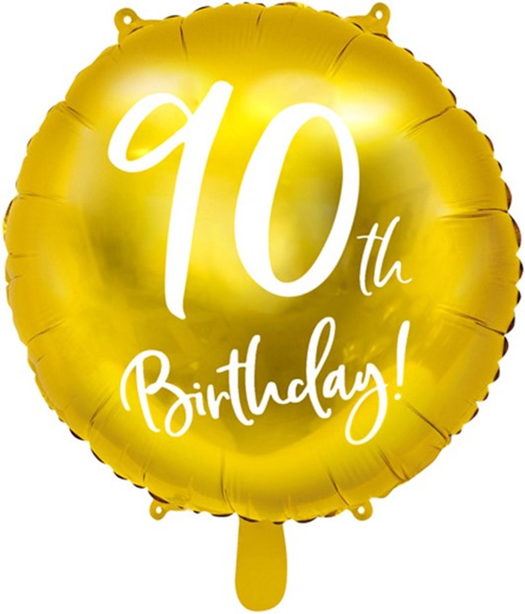Folieballon 90th Birthday goud 45cm