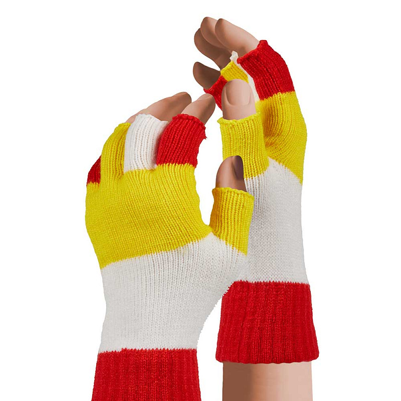Party Vingerloze Handschoenen Rood / Wit & Geel (Oeteldonk)