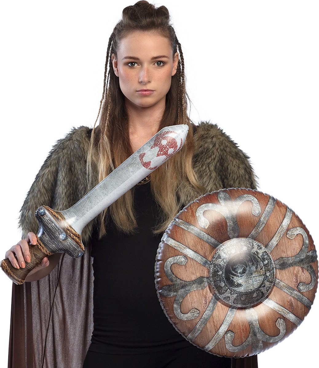 Opblaasbaar zwaard (58 cm) met schild (Ø 45 cm)