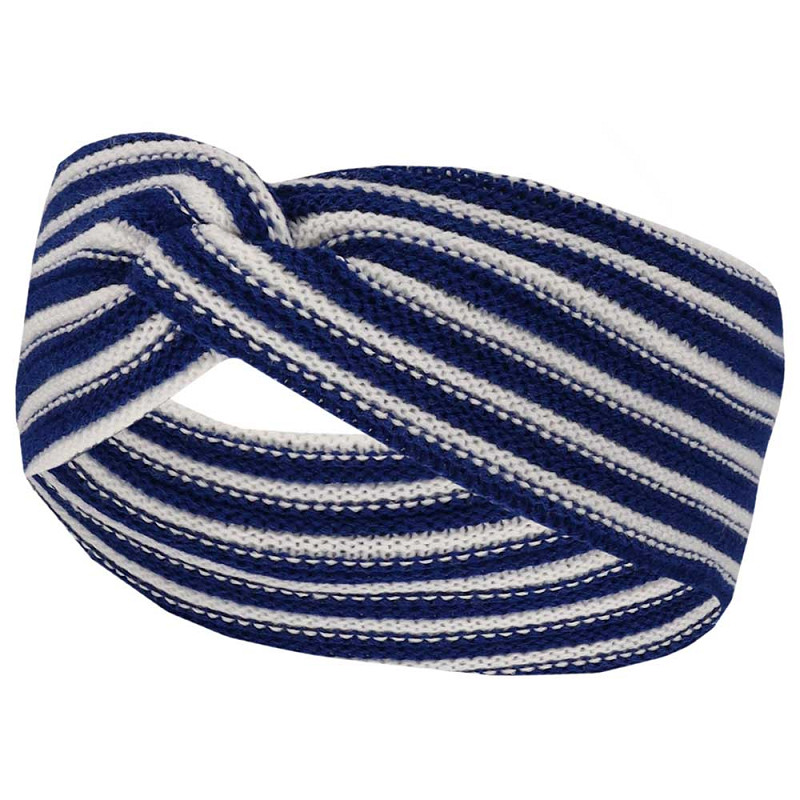 Party Gebreide Hoofdband Kobaltblauw & Wit