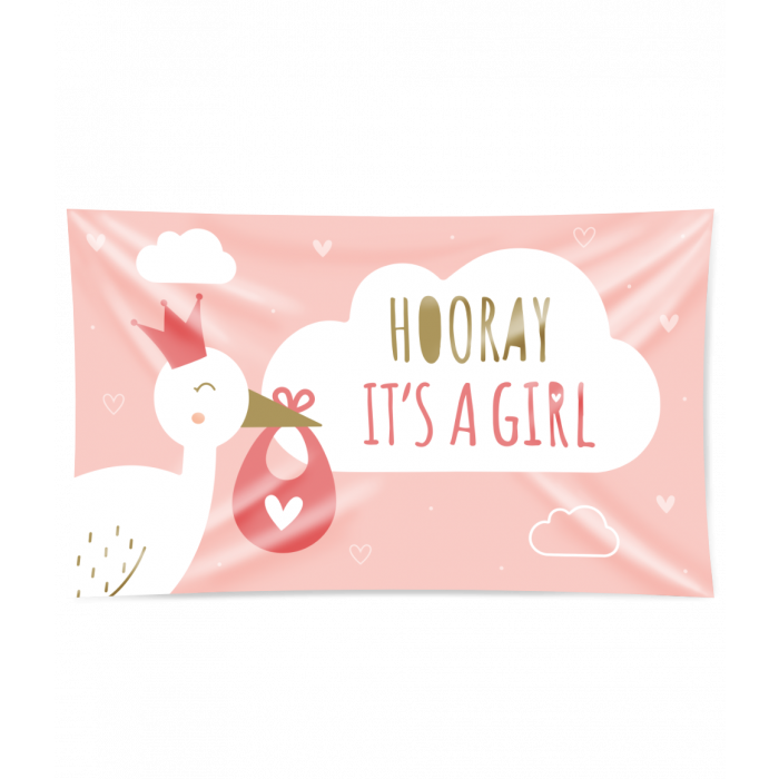 Gevel vlag - Geboorte meisje - Hooray It's a girl!