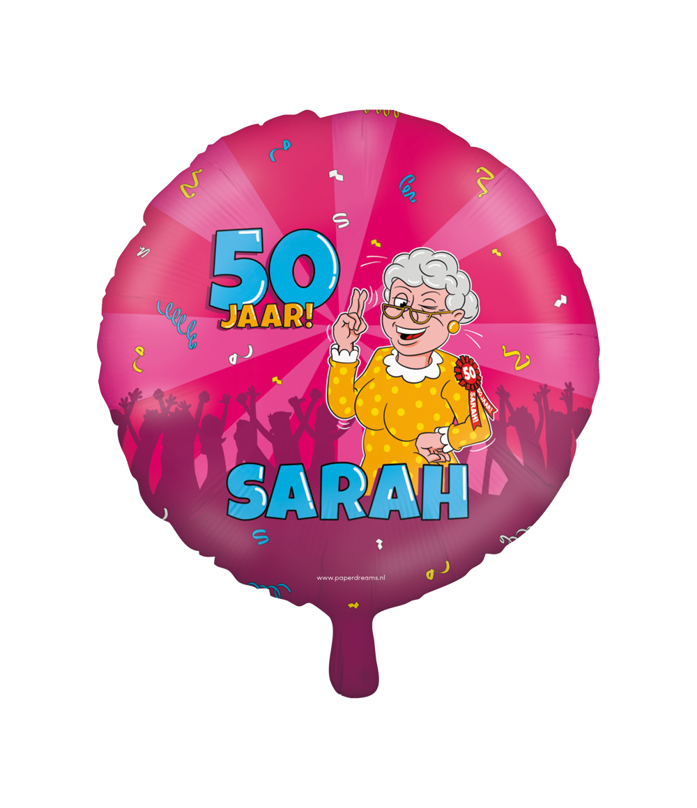 Folieballon Cartoon "50 Jaar! Sarah" 46cm
