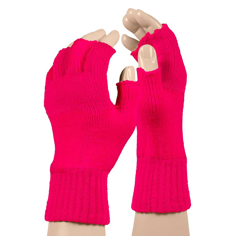 Party Vingerloze Handschoenen Fluor Roze