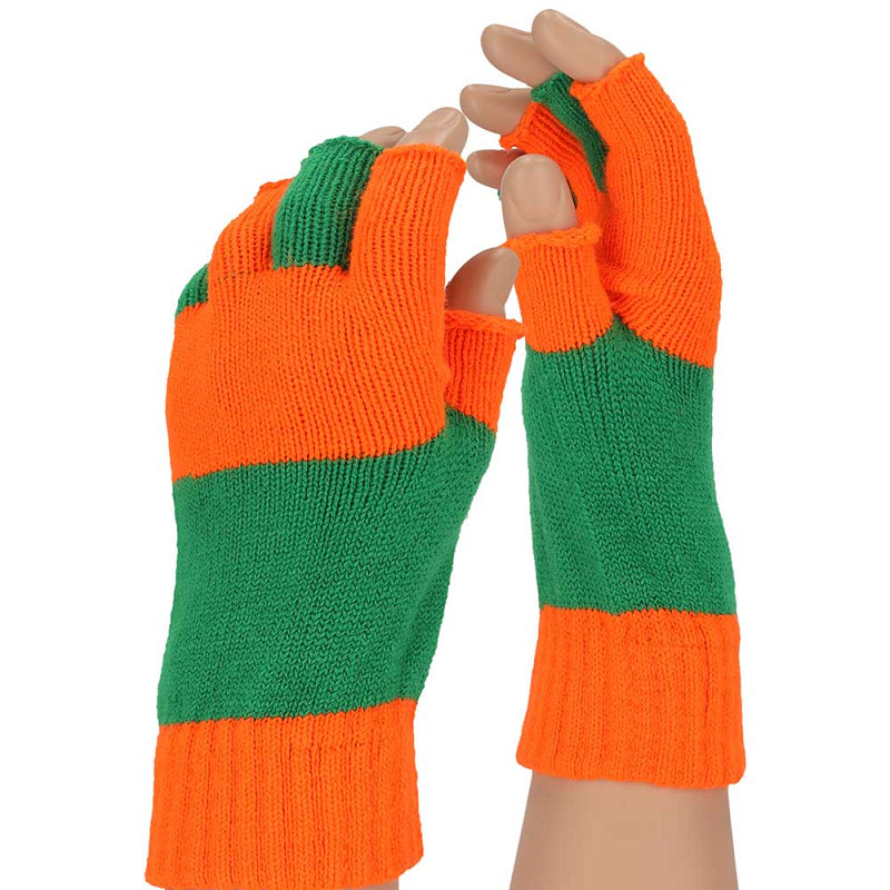 Party Vingerloze Handschoenen Oranje & Groen (Kruikenstad)