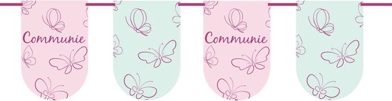 Vlaggenlijn Communie Roze/Mint groen