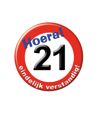 Button Verkeersbord 21 Jaar