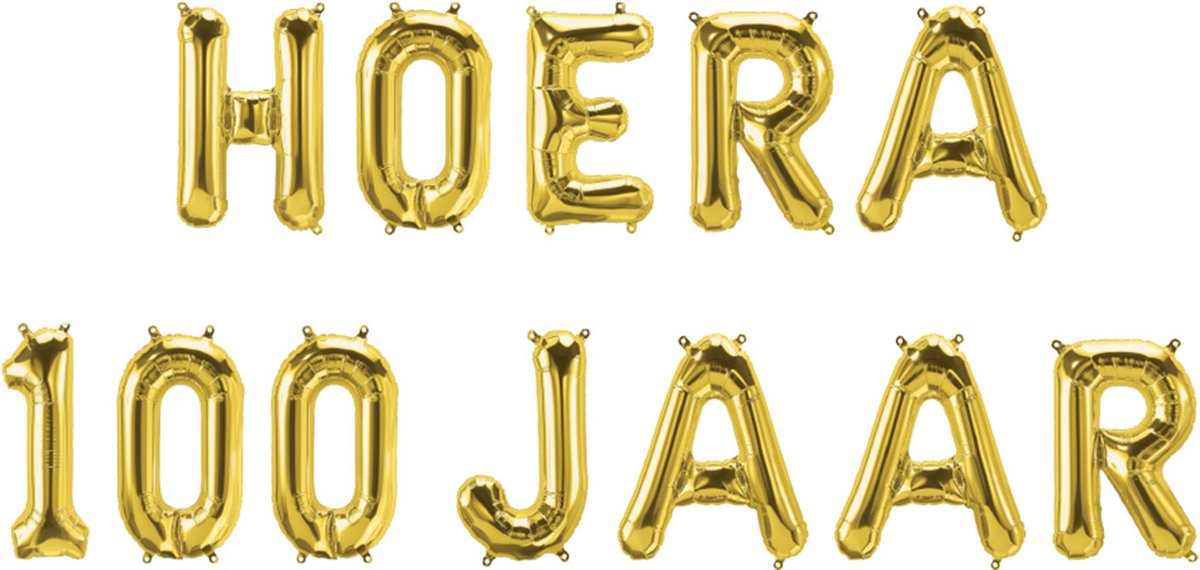 Hoera 100 jaar folieballonnen set goud