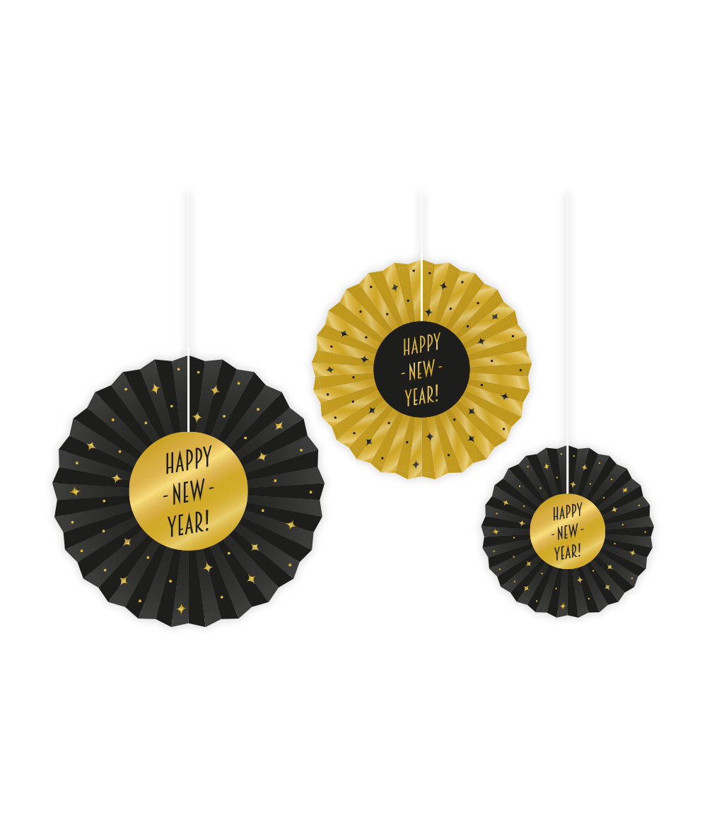 Hangdecoratie Papieren Waaiers Happy New Year