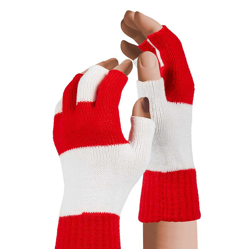 Party Vingerloze Handschoenen Rood & Wit