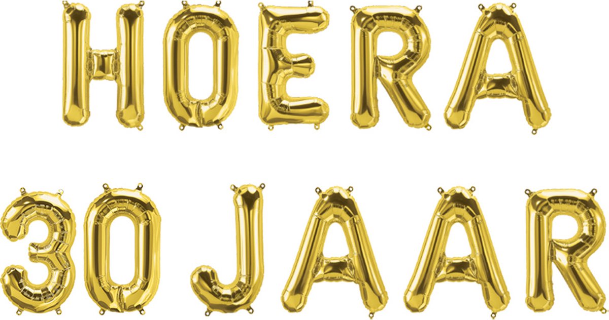 Hoera 30 jaar folieballonnen set goud