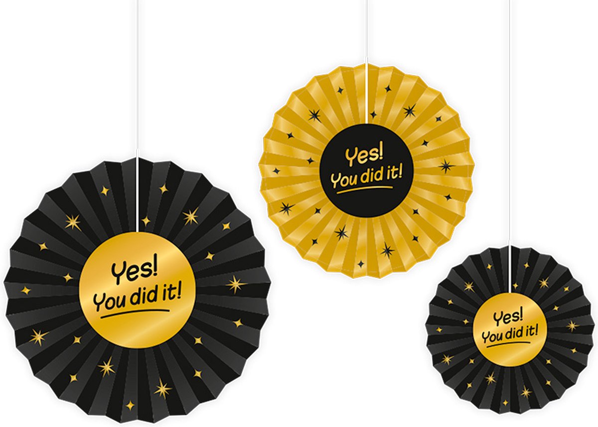 Waaier Geslaagd Goud Zwart